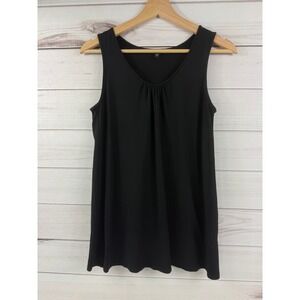 Eileen Fisher Black Gathered Neck Tunic Tank Top Women's Size XS